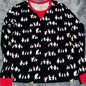 Wondershop Gray and Red Penguin Sleepwear pajama set